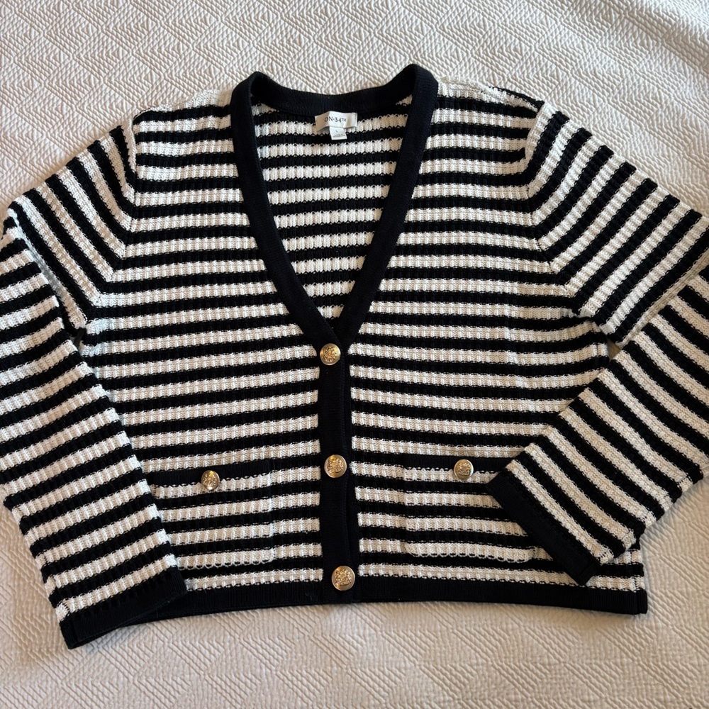 On 34th Striped Cardigan